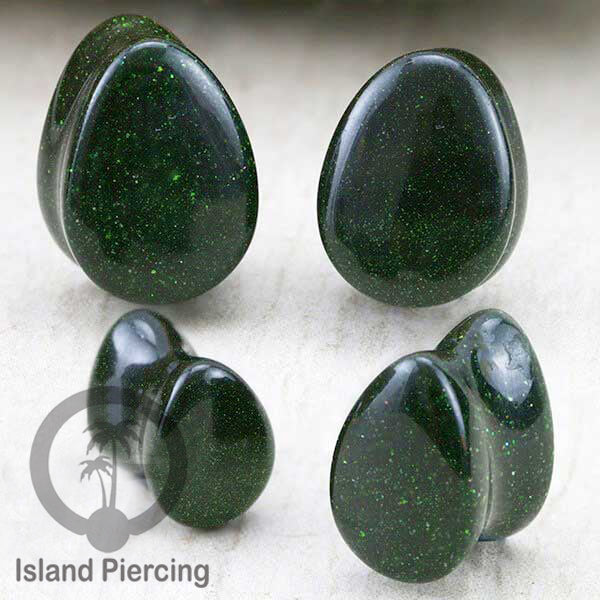 Genuine stone ear plugs untuk tinidik Piercing large Gauge, Sand stone Biru tua dan Hijau tua