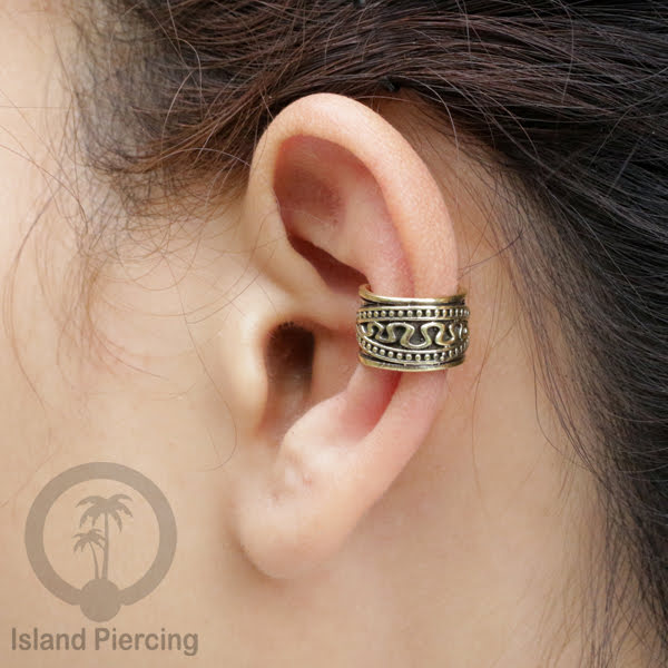Brass Ear-cuffs anting perhiasan kuningan penjepit telinga selera Tribal Piercing.