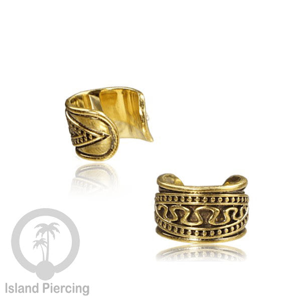 Brass Ear-cuffs anting perhiasan kuningan penjepit telinga selera Tribal Piercing.