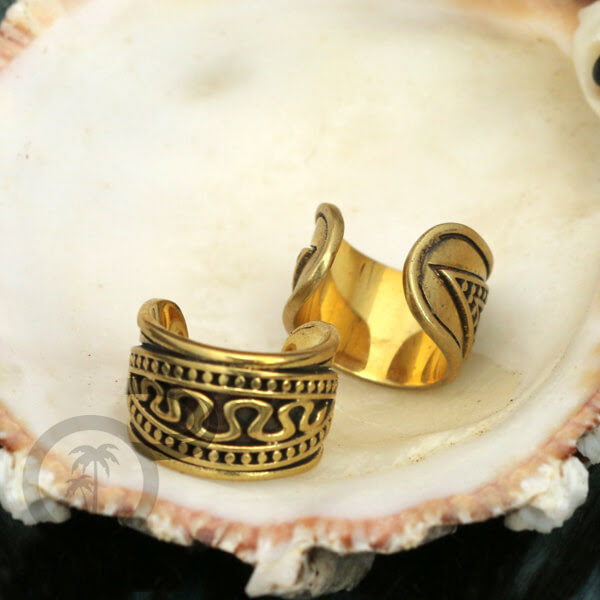 Brass Ear-cuffs anting perhiasan kuningan penjepit telinga selera Tribal Piercing.
