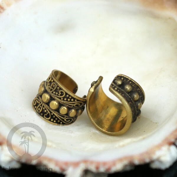Brass Ear-cuffs anting perhiasan kuningan penjepit telinga selera Tribal Piercing.