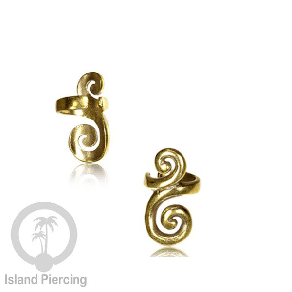 Brass Ear-cuffs anting perhiasan kuningan penjepit telinga banyak variasi unik.