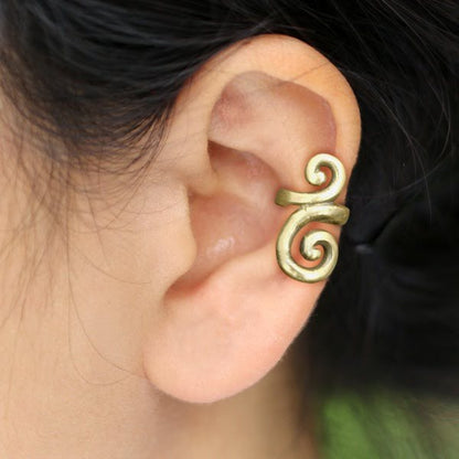 Brass Ear-cuffs anting perhiasan kuningan penjepit telinga banyak variasi unik.