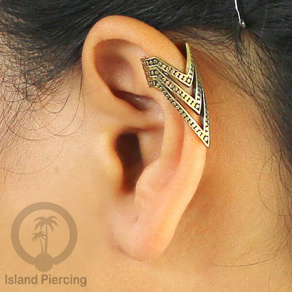 Brass Ear-cuffs anting perhiasan kuningan penjepit telinga ukuran besar dan istimewa.