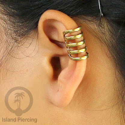 Brass Ear-cuffs anting perhiasan kuningan penjepit telinga ukuran besar dan istimewa.
