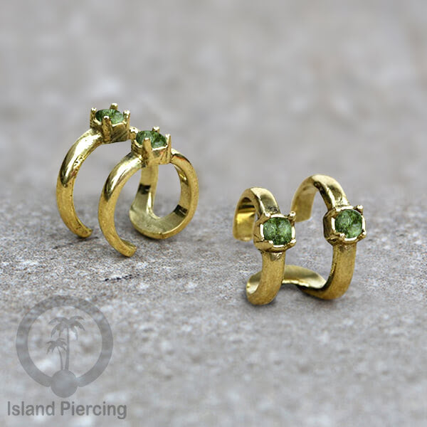 Brass Ear-cuffs , anting perhiasan kuningan jepitan telinga banyak variasi unik, dengan batu asli dapat dipakai tanpa lubang.