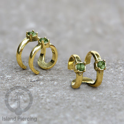 Brass Ear-cuffs , anting perhiasan kuningan jepitan telinga banyak variasi unik, dengan batu asli dapat dipakai tanpa lubang.