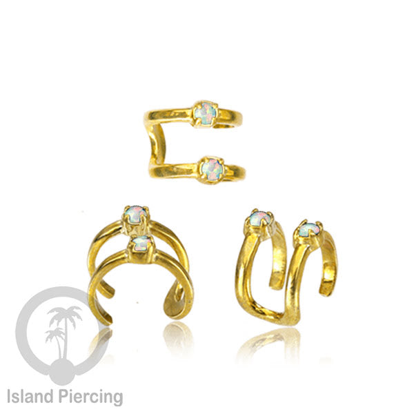 Brass Ear-cuffs , anting perhiasan kuningan jepitan telinga banyak variasi unik, dengan batu asli dapat dipakai tanpa lubang.