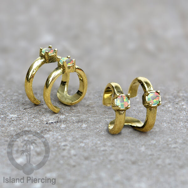Brass Ear-cuffs , anting perhiasan kuningan jepitan telinga banyak variasi unik, dengan batu asli dapat dipakai tanpa lubang.