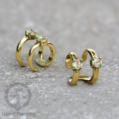 Brass Ear-cuffs , anting perhiasan kuningan jepitan telinga banyak variasi unik, dengan batu asli dapat dipakai tanpa lubang.