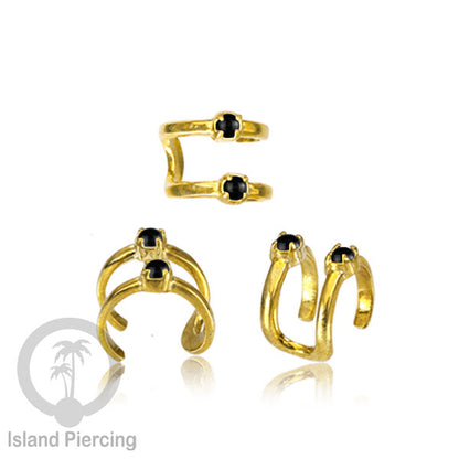 Brass Ear-cuffs , anting perhiasan kuningan jepitan telinga banyak variasi unik, dengan batu asli dapat dipakai tanpa lubang.
