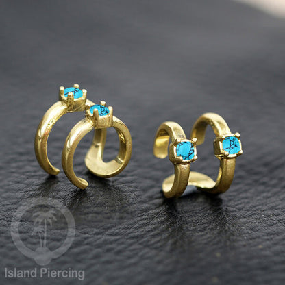 Brass Ear-cuffs , anting perhiasan kuningan jepitan telinga banyak variasi unik, dengan batu asli dapat dipakai tanpa lubang.