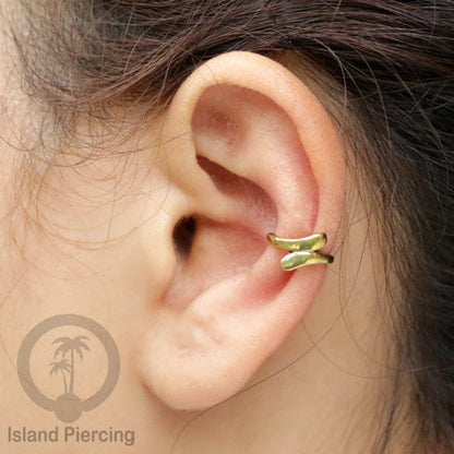 Brass Ear-cuffs anting perhiasan kuningan penjepit telinga motif Ethnic Piercing.