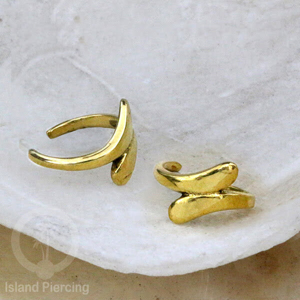 Brass Ear-cuffs anting perhiasan kuningan penjepit telinga motif Ethnic Piercing.