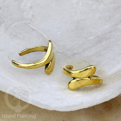 Brass Ear-cuffs anting perhiasan kuningan penjepit telinga motif Ethnic Piercing.