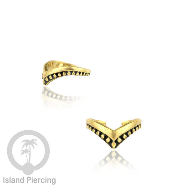 Brass Ear-cuffs anting perhiasan kuningan penjepit telinga motif Ethnic Piercing.