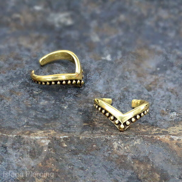 Brass Ear-cuffs anting perhiasan kuningan penjepit telinga motif Ethnic Piercing.