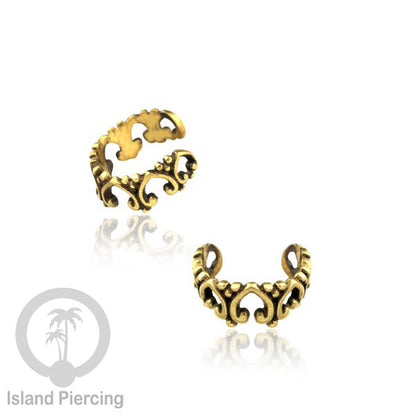 Brass Ear-cuffs anting perhiasan kuningan penjepit telinga yang manis.