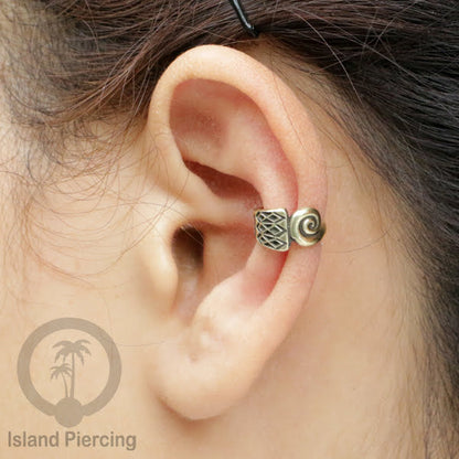 Brass Ear-cuffs anting perhiasan kuningan penjepit telinga motif Ethnic Piercing.