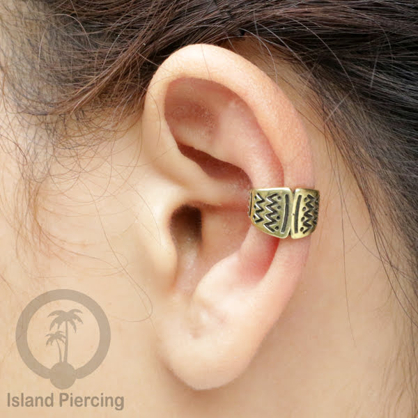 Brass Ear-cuffs anting perhiasan kuningan penjepit telinga motif Ethnic Piercing.