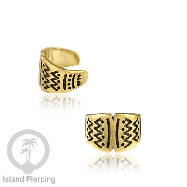 Brass Ear-cuffs anting perhiasan kuningan penjepit telinga motif Ethnic Piercing.