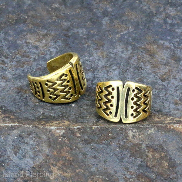 Brass Ear-cuffs anting perhiasan kuningan penjepit telinga motif Ethnic Piercing.