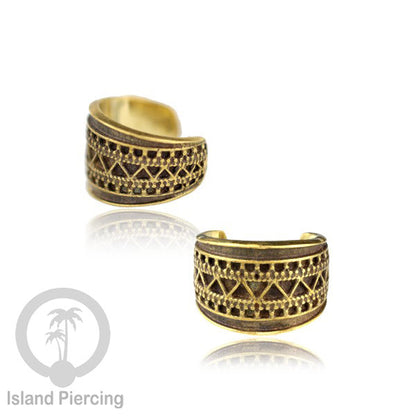 Brass Ear-cuffs anting perhiasan kuningan penjepit telinga selera Tribal Piercing.