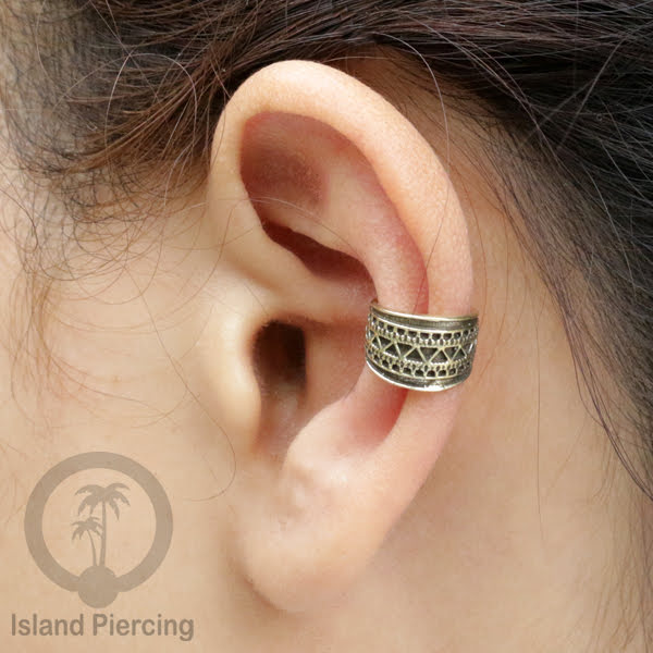 Brass Ear-cuffs anting perhiasan kuningan penjepit telinga selera Tribal Piercing.