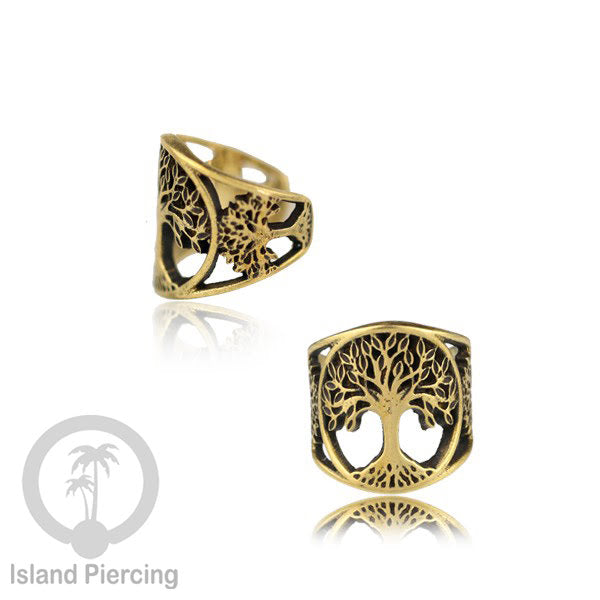 Brass Ear-cuffs anting perhiasan kuningan penjepit telinga variasi bungan dan daun.