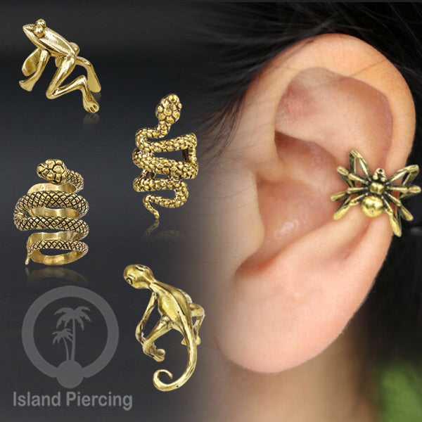 Brass Ear-cuffs anting perhiasan kuningan penjepit telinga variasi Binatang &amp; Seranga