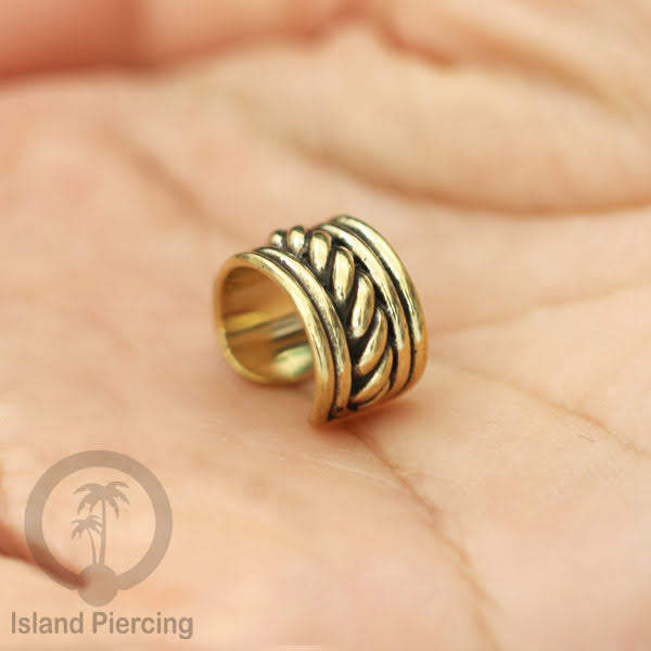 Brass Ear-cuffs anting perhiasan kuningan penjepit telinga selera Tribal Piercing.