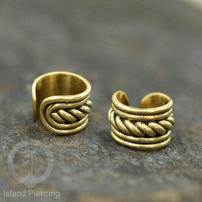 Brass Ear-cuffs anting perhiasan kuningan penjepit telinga selera Tribal Piercing.