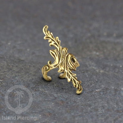 Brass Ear-cuffs anting perhiasan kuningan penjepit telinga variasi bungan dan daun.