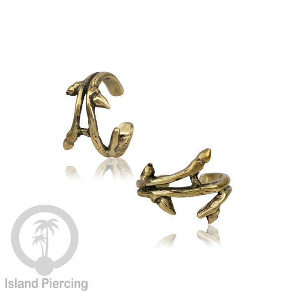 Brass Ear-cuffs anting perhiasan kuningan penjepit telinga motif Ethnic Piercing.