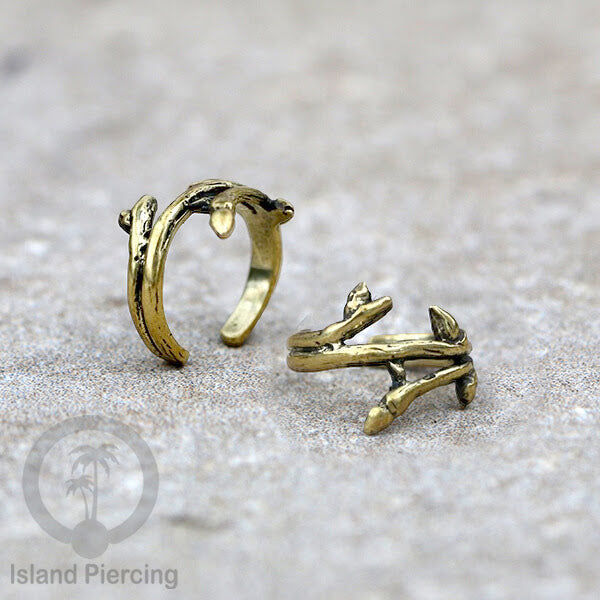 Brass Ear-cuffs anting perhiasan kuningan penjepit telinga motif Ethnic Piercing.