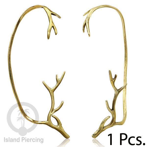Full Brass Ear-cuffs , Anting Perhiasan Kuningan jepitan penuh telinga, Tanduk Rusa dan Ular
