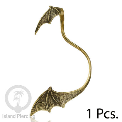 Full Brass Ear-cuffs , Anting Perhiasan Kuningan jepitan penuh telinga, Kodok dan Sayap Naga