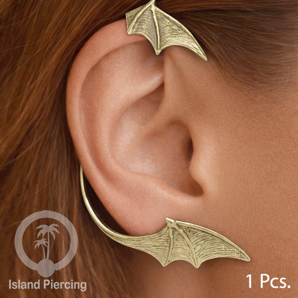 Full Brass Ear-cuffs , Anting Perhiasan Kuningan jepitan penuh telinga, Kodok dan Sayap Naga