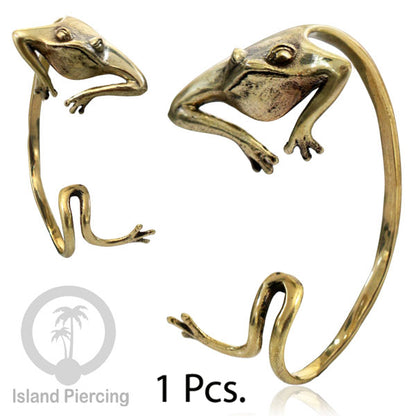 Full Brass Ear-cuffs , Anting Perhiasan Kuningan jepitan penuh telinga, Kodok dan Sayap Naga