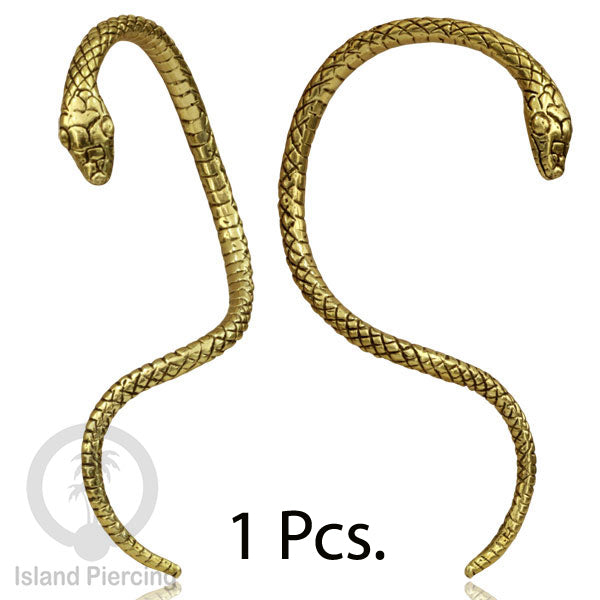 Full Brass Ear-cuffs , Anting Perhiasan Kuningan jepitan penuh telinga, Tanduk Rusa dan Ular