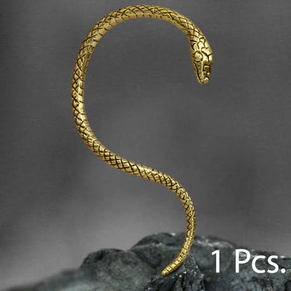 Full Brass Ear-cuffs , Anting Perhiasan Kuningan jepitan penuh telinga, Tanduk Rusa dan Ular