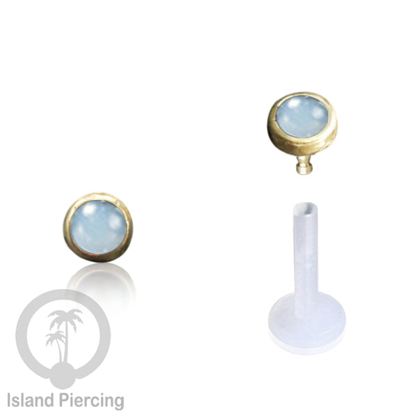 Labret Piercing bioplastik kuningan dengan batu kecil 2mm, Anting Tindik Push cocok Bibir atau Telinga