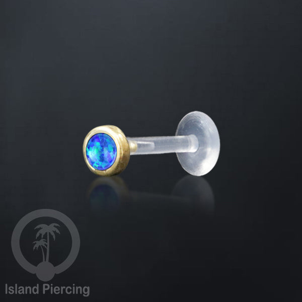 Labret Piercing bioplastik kuningan dengan batu kecil 2mm, Anting Tindik Push cocok Bibir atau Telinga