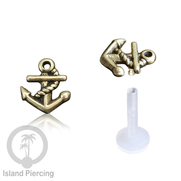 Anting Push sistem Labret Bioplastik depanya Kuningan Tindik Piercing Tragus, Daith &amp; Bibir
