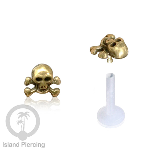 Anting Push sistem Labret Bioplastik depanya Kuningan Tindik Piercing Tragus, Daith &amp; Bibir