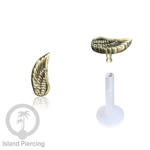 Anting Push sistem Labret Bioplastik depanya Kuningan Tindik Piercing Tragus, Daith &amp; Bibir