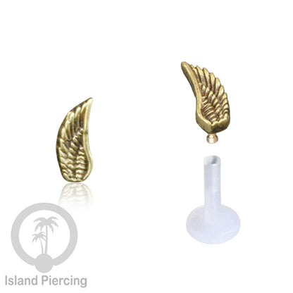 Labret bioplastik dengan bagian depan kuningan Tindik piercing Stainless tragus, daith, helix, Push system
