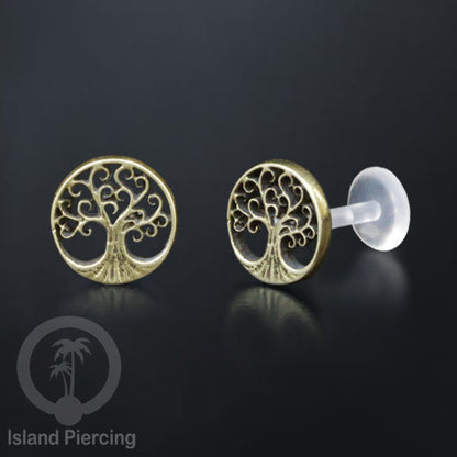 Anting Push sistem Labret Bioplastik depanya Kuningan Tindik Piercing Tragus, Daith &amp; Bibir
