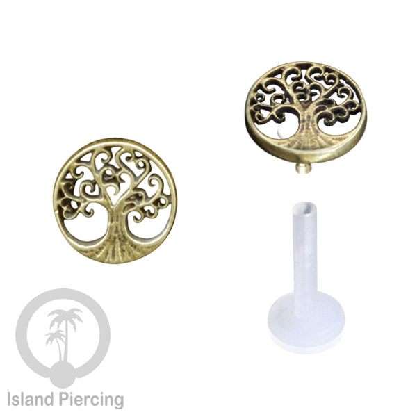 Anting Push sistem Labret Bioplastik depanya Kuningan Tindik Piercing Tragus, Daith &amp; Bibir