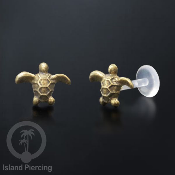 Anting Push sistem Labret Bioplastik depanya Kuningan Tindik Piercing Tragus, Daith &amp; Bibir